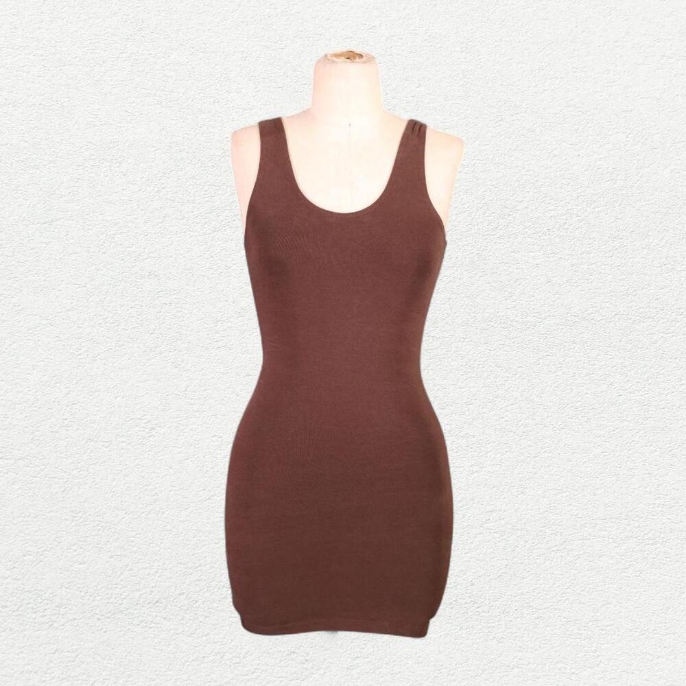 Los Angeles Apparel GD Tank Mini Dress in Chocolate Brown